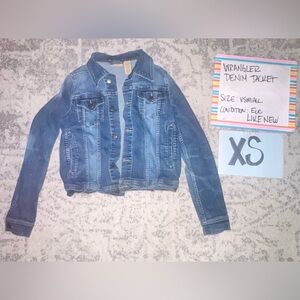 Wrangler Classic Denim Trucker Jacket XSmall Button Up Distressed Like New
